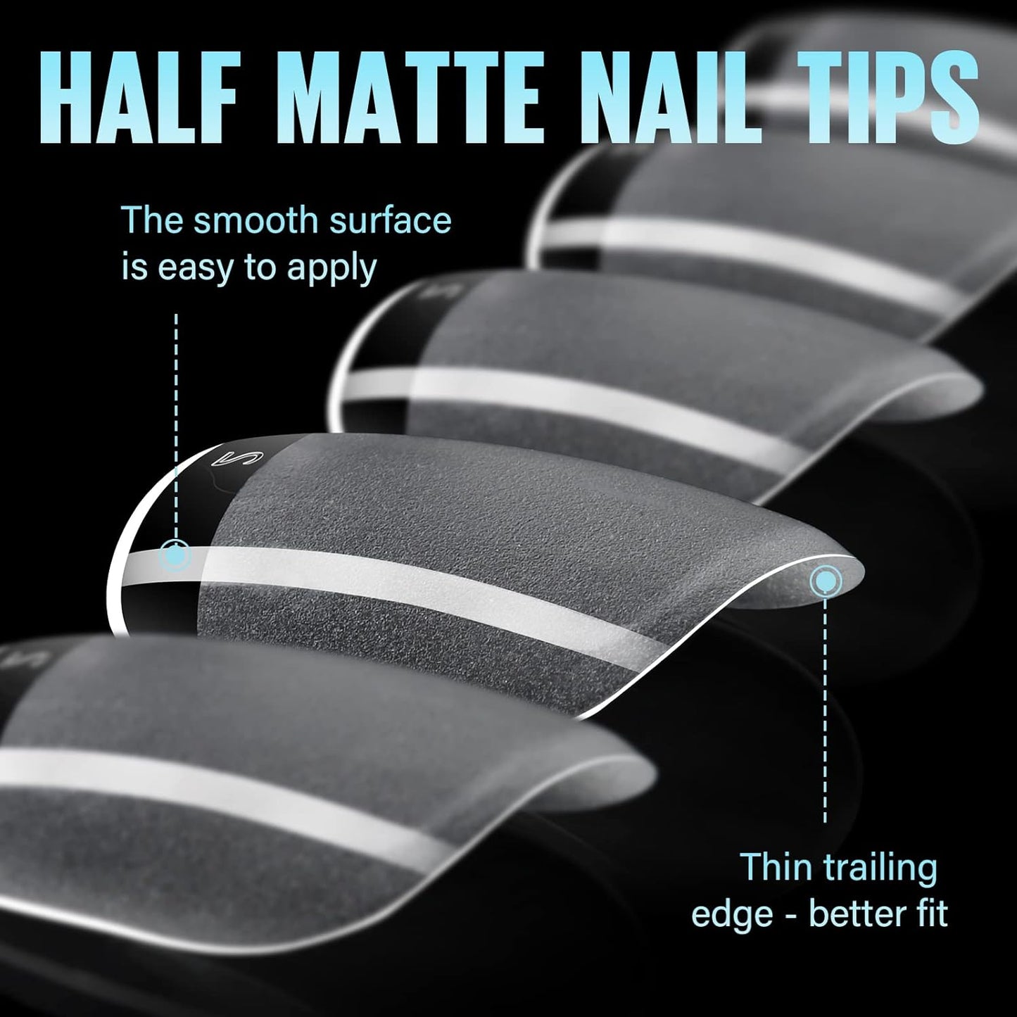 TOMICCA Extra Short Square Fake Nail Tips, Half Matte Acrylic Gel Nail Tips, 360Pcs Full Cover Pre Shaped 12 Sizes Fake Nails for Beginner and Professional DIY Nail Salon