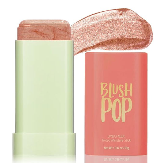 Highlighter Makeup Stick - Blush Highlighters Makeup Stick for Face & Body, Natural Silky Shimmer Highlight, Bendable Long Lasting Highlighter Wand, Cream Korean Highlighter (Soft Pink)