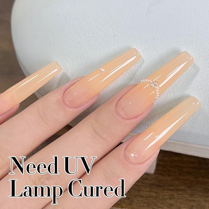 Double Rhythm Translucent Gel Polish Sheer Neutral Natural Light Milky Same Color Same Bottle 15ML Jelly UV Nail Polish Nail Art DIY at Home (Light Yellow Pink-A1423)