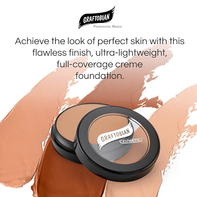 Graftobian HD Glamour Crème Foundation 1/2oz, Weightless Full Coverage Makeup, 65 Inclusive Shades, For All Skin Types, Natural or Full-Glam Looks, For Professionals and Beginners, Screen Goddess