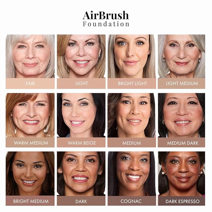 MagicMinerals AirBrush Foundation by Jerome Alexander – 2pc Set with Airbrush Foundation and Kabuki Brush - Spray Makeup with Anti-aging Ingredients for Smooth Radiant Skin - Light