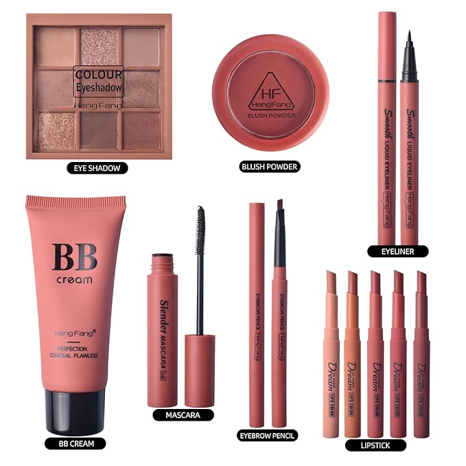 ICE LOVE All in One Makeup Kit, 11-Piece Women Complete Makeup Kit, a Must-Have Gift Set for Beginners or Professional Makeup Sets Beginners. (A)