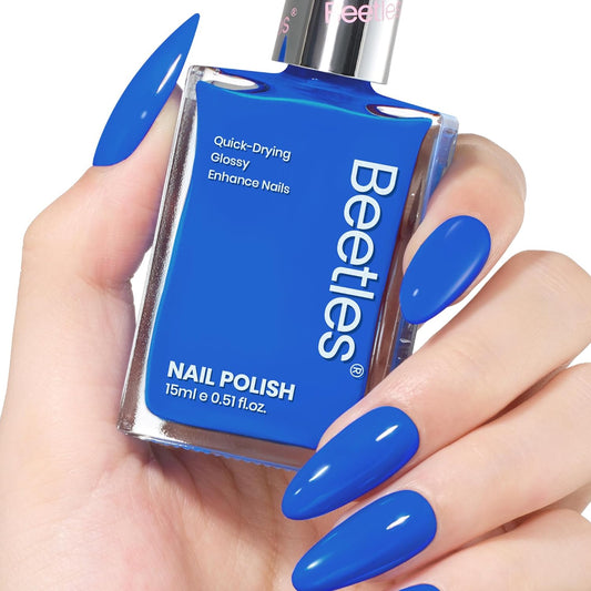 Beetles Blue Nail Polish 1Pcs 15ml Paulina Lapis Blue Color Fingernail Polish-Fast Drying & Long Lasting Nail Polish for 4th of July Nail Salon-Quality Results