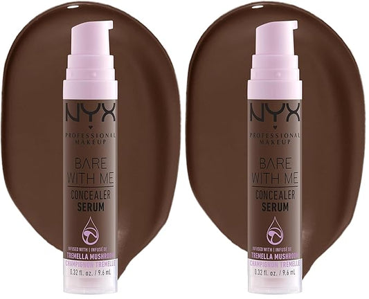 NYX PROFESSIONAL MAKEUP Bare With Me Concealer Serum, Up To 24Hr Hydration - Deep (Pack of 2)