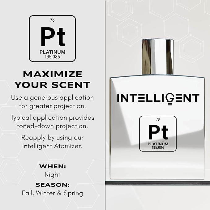Intelligent Platinum Eau de Parfum | Cologne for Men | Sweet, Seductive, Striking | 3.4 Fl Oz (100 mL)