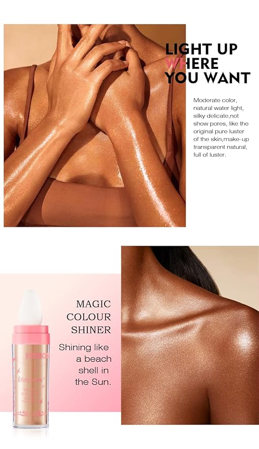 AKARY Shimmer Highlighter Powder, Fairy Polvo De Hadas Highlighter Powder & Blush Stick, Instant Glow Luminizer Duo, Glitter Body Face Hair High Gloss Stick, Sparkle Smudge-Proof Highlighter Stick Party Makeup (C-#03)