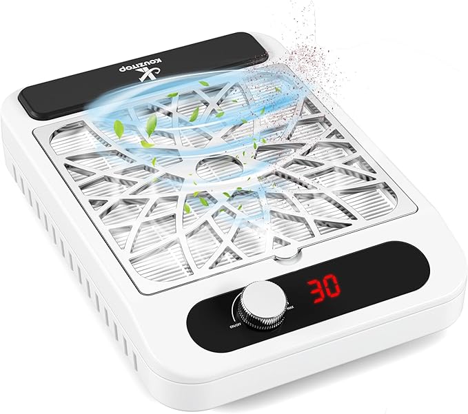 Nail Dust Collector for Nail Techs,Compact & Quiet Vacuum Fan Dust Collector with Reusable Filter, Powerful Dust Suction Machine,Nail Tech Must Haves for Gel Polish,Pedicures,Salon & Home Use