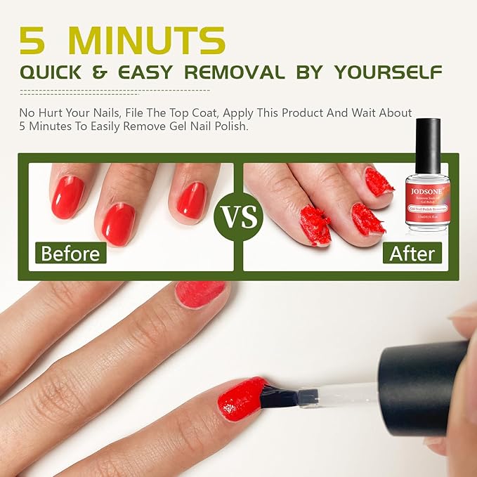 JODSONE Gel Nail Remover Quick Gel Nail Polish Remover and Base Coat Top Coat Simple Set is Suitable for Beginners to Try