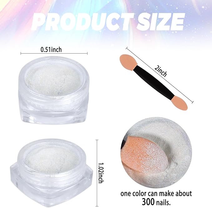 Laza Chameleon Chrome Nail Powder, 8 Colors Glazed Donut Nails Metallic Mirror Effect Pigment, Iridescent Aurora Nail Glitter Holographic Dust Kit for Gel Nail Art Decoration, Gifts - Colorful Peacock