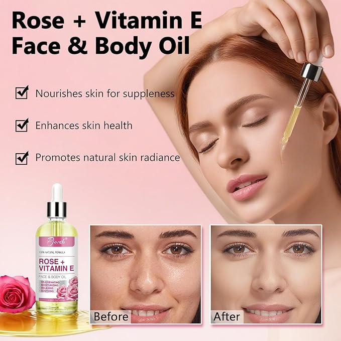 Ice Roller for Face & Eye, Vitamin E Rose Oil & Gua Sha Set, Gua Sha Oil for Face & Body, Reduces Puffiness Relieves Migraines Skin Care Tools, Facial Massager Tool & Self Care Gifts for Women
