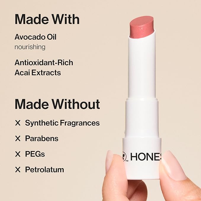 Honest Beauty Tinted Lip Balm | Antioxidant-rich Acai Extracts + Avocado Oil | EWG Certified, Vegan, Cruelty Free | Lychee Fruit
