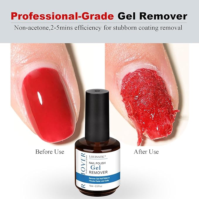 LOUINSTIC Gel Nail Remover - 1 PC,Fast Acting, No Soaking or Wrapping,2-5 Minutes to Easily Remove Gel Nail Polish,Gentle on Nails, Portable Design, Ideal for Home Nail Care Kit