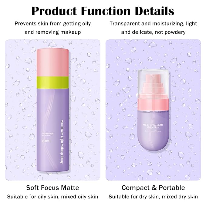 2PCS Makeup Setting Spray for Face,Waterproof Setting Spray for Makeup,Long Lasting Oil Control Finishing Holding Face Mist,Refreshing Hydrating Glossy and Matte Fixing Facial Mist Make Up Set A5
