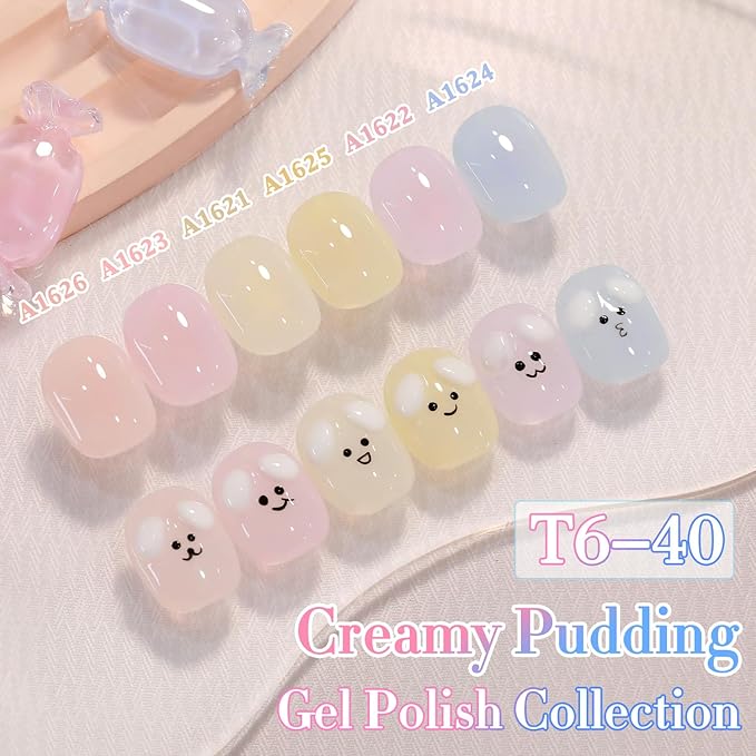 Double Rhythm 0.50 OZ Translucent Gel Polish Same Color Same Bottle Sheer Pastel Neutral Natural Milky 15 ML Jelly UV Nail Art DIY at Home (Beige-A1621)