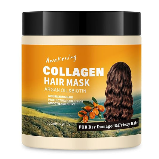 Hair Mask Deep Treatment Conditioner Collagen Protein Argan Oil Biotin Repair For Dry Damaged Frizzy Curly All Hair Types(16.9 Fl Oz/500ml) (collagen)
