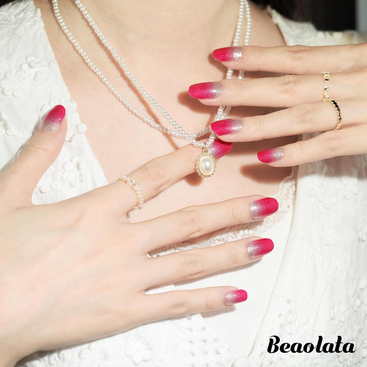 Nail Polish Strips, 32PCS Salon Quality Wraps, Long Lasting Gel Nail Stickers for Women Easy Apply& Remove (Cherry on Top Light Pink)