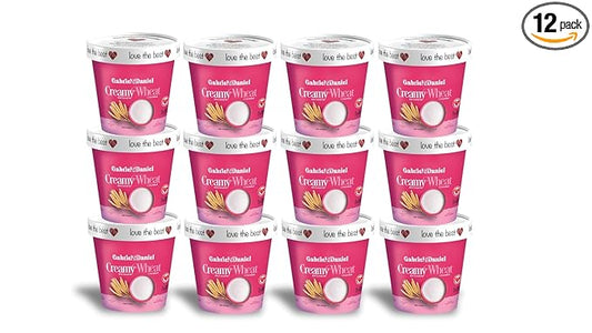 Gabriel & Daniel Organic Instant Creamy Wheat (Farina) Hot Cereal Cup – Non-GMO, Pure and Organic Breakfast Cereal – Rich in Iron & Vitamin C for a Nourishing and Quick Meal – Smooth & Creamy Texture (Pack of 12)