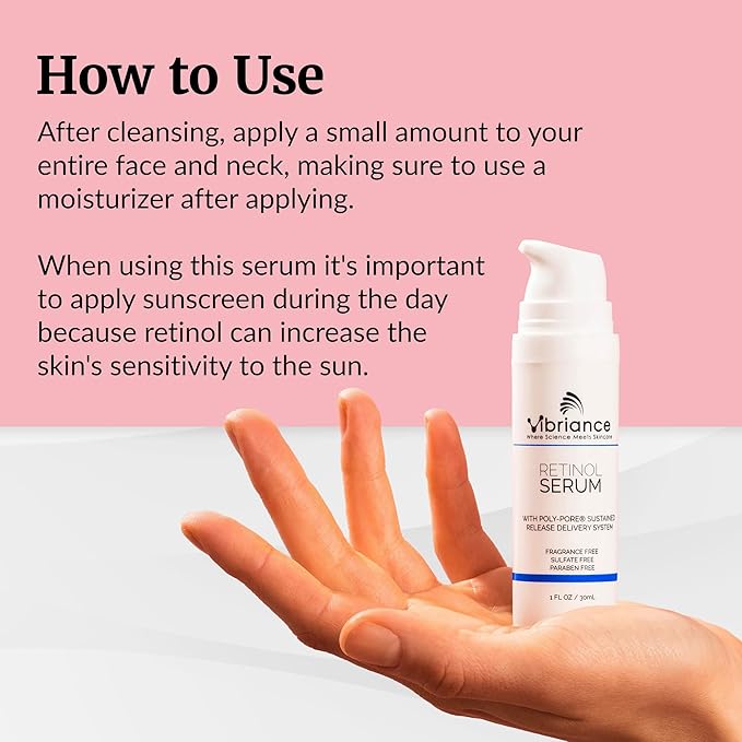 Vibriance Retinol Serum for Face - Reduces Appearance of Deep Wrinkles and Large Pores, Enhances Tone, Improves Complexion - Sensitive, Mature Skin Night Cream - 1 fl oz