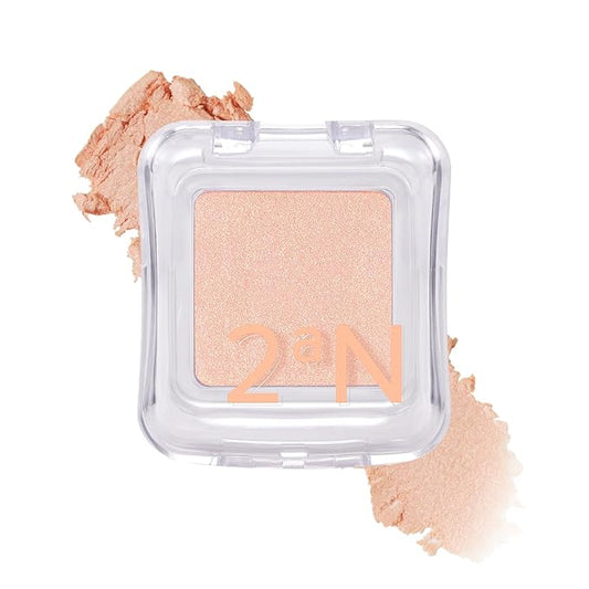 2aN Pure Glash Highlighter OR01 Peach Beam – Glass-Like Sheen Powder Highlighter for a Natural, Radiant Glow | Buildable, Long-Lasting, Lightweight Formula