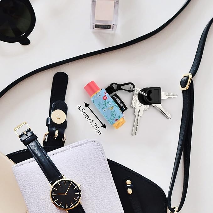 6 Pack Compact Clip-On Chapstick Holder Premium Release Clip Neoprene Sleeve Lip Balm with Clip Fits Most Standard Lip Balm, Large