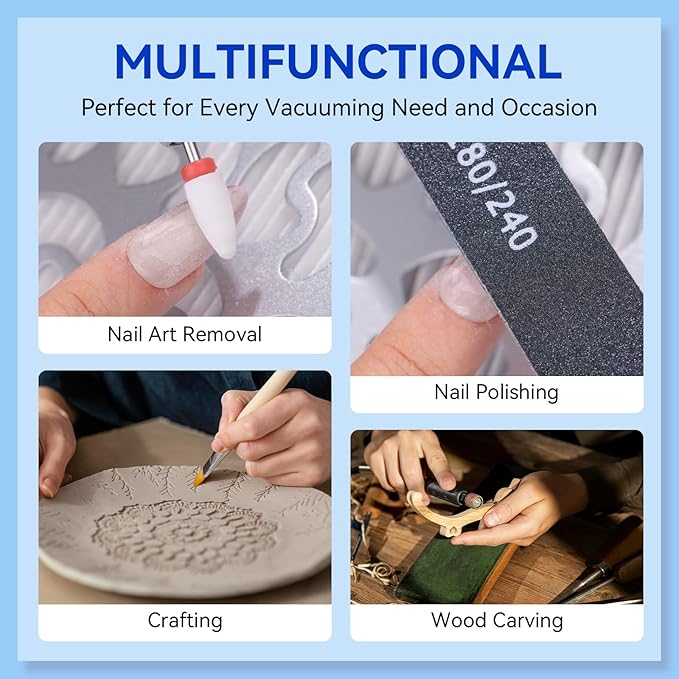 Makartt Nail Dust Collector - Professional Powerful Suction Larina Dust Collector Nail Tech LED Display, Adjustable Speed Reusable Filter, Strainer Panel for Acrylic Nail Polishing Manicure Salon Home