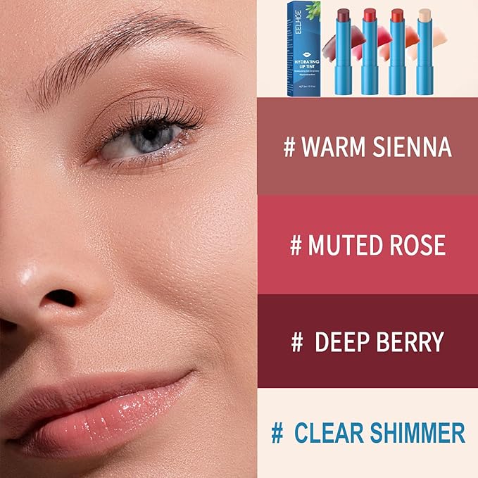 4Pcs Lip Tint Hydrating, Moisturizing Effect Tinted Lip Balm Repair Dry Lips Hydrating Strength Hydrating Lip Tint Lip Care Lip Gloss, Long-Lasting Non-sticky Natural Ingredients Lip Tint