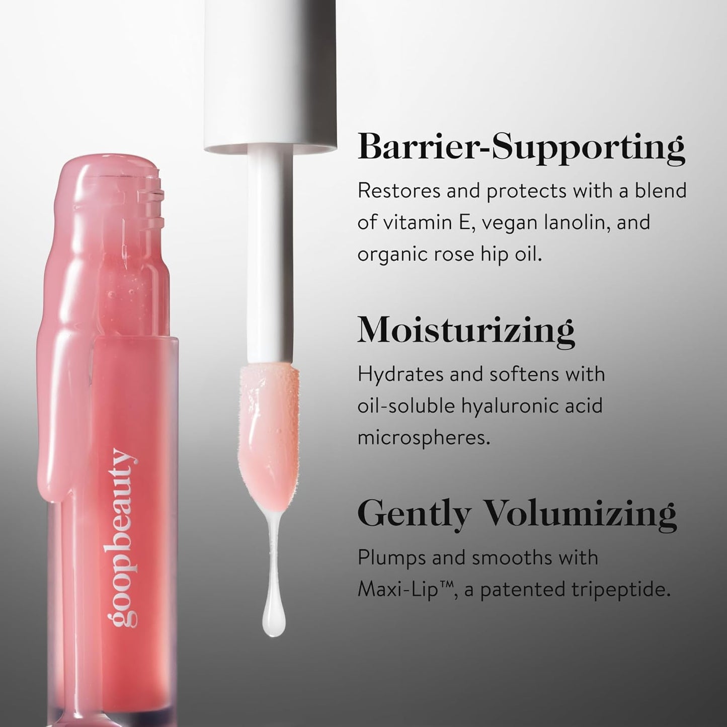 goop Beauty Hydra-Barrier Gel Gloss | Hydrating Lip Gloss to Moisturize & Plump Lips | Hyaluronic Acid & Vitamin E | Spice - Sheer Cocoa | 0.13 oz