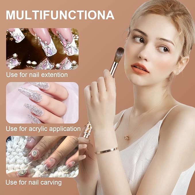 Acrylic Nail Brush Size #16,KEMEISI 100% Pure Kolinsky Nail Art Brushes Sturdy Handle Oval Shaped Acrylic Powder Nail Design Tools for Professional Manicure DIY Home Salon (Gold)