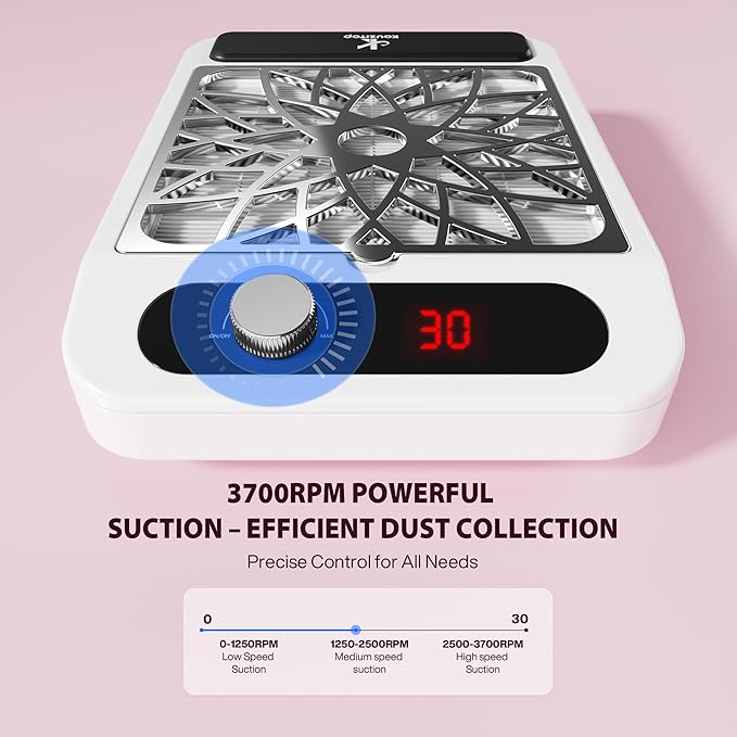 Nail Dust Collector for Nail Techs,Compact & Quiet Vacuum Fan Dust Collector with Reusable Filter, Powerful Dust Suction Machine,Nail Tech Must Haves for Gel Polish,Pedicures,Salon & Home Use