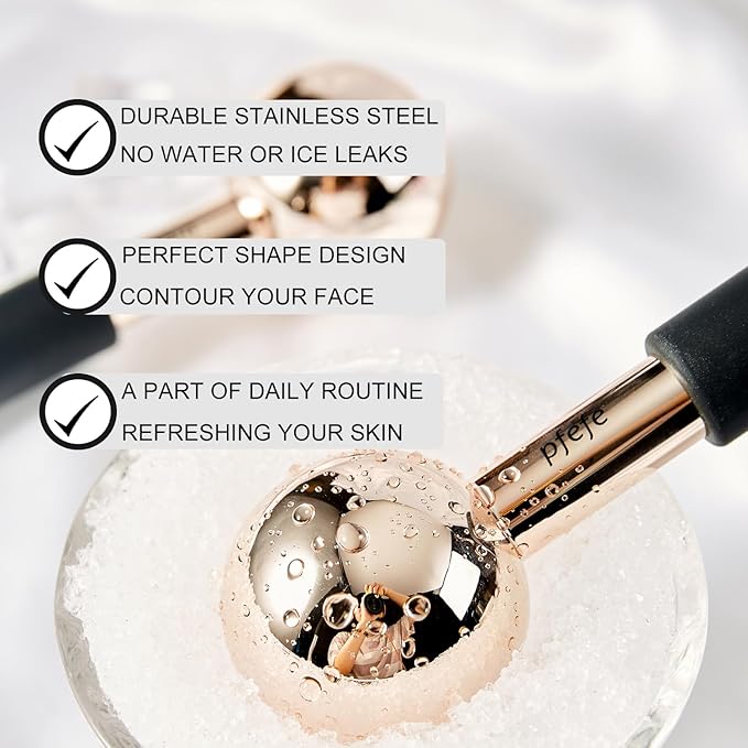 Ice Globes for Face & Eyes, Unbreakable Stainless Steel Cryo Sticks for Beauty Routines, Facials Cold Roller Colling Globes for Puffiness, Wrinkles, Dark Circles, Headaches