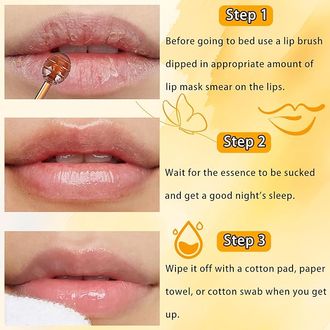 3 Pcs Bee Lip Balm Honey Pot with Stick,Moisturizing Lip Mask Overnight,Day and Night Tinted Sleeping Lip Balm,Hydrating Lip Scrubs Exfoliator & Moisturizer