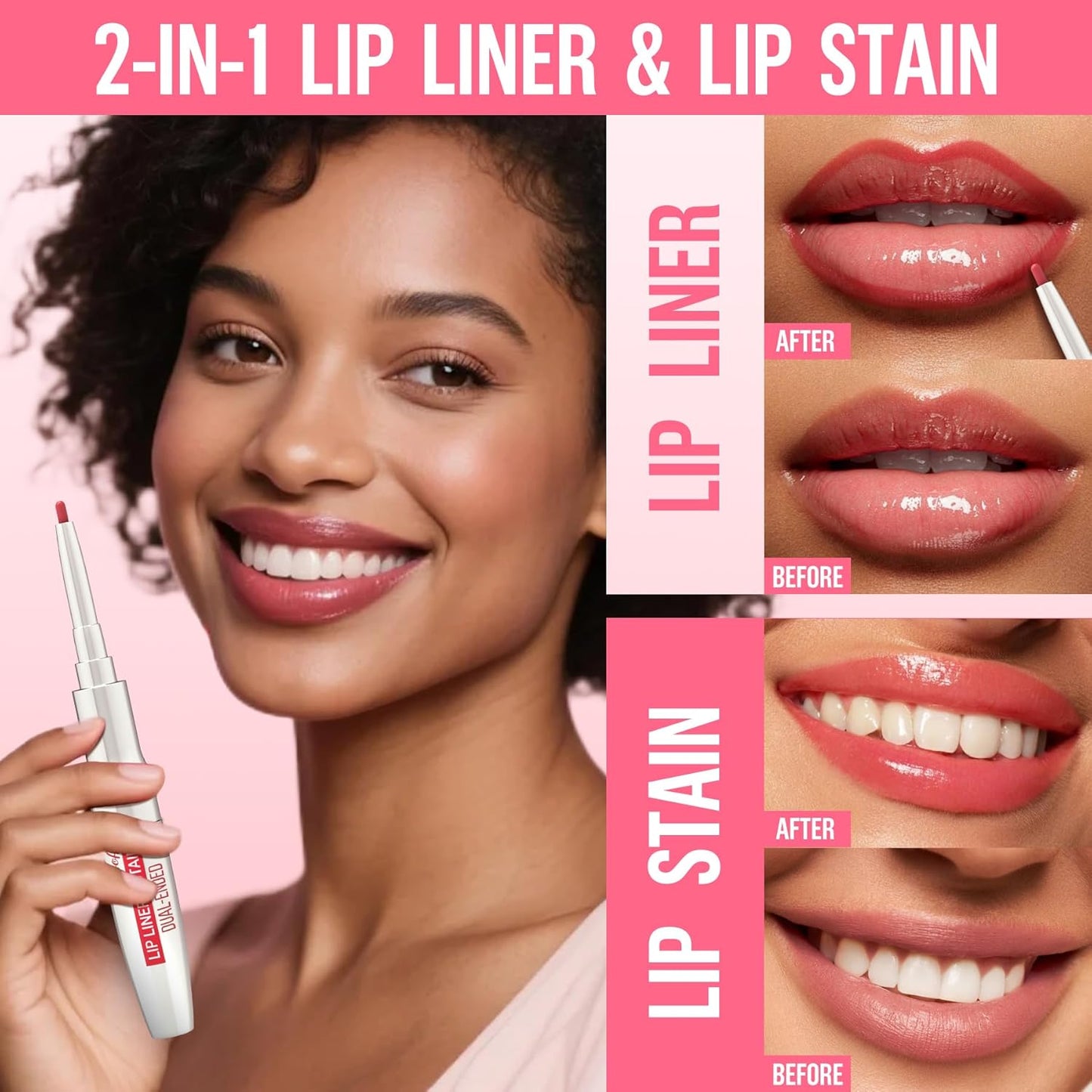 iMethod Lip Liner Stain - Lip Stain, 2-In-1 Dual-Ended Peel Off Lip Stain with Tweezer, Natural Long Lasting Peel Off Lip Liner, Easy to Use for All Skin Types, Stay All Day, Coffee