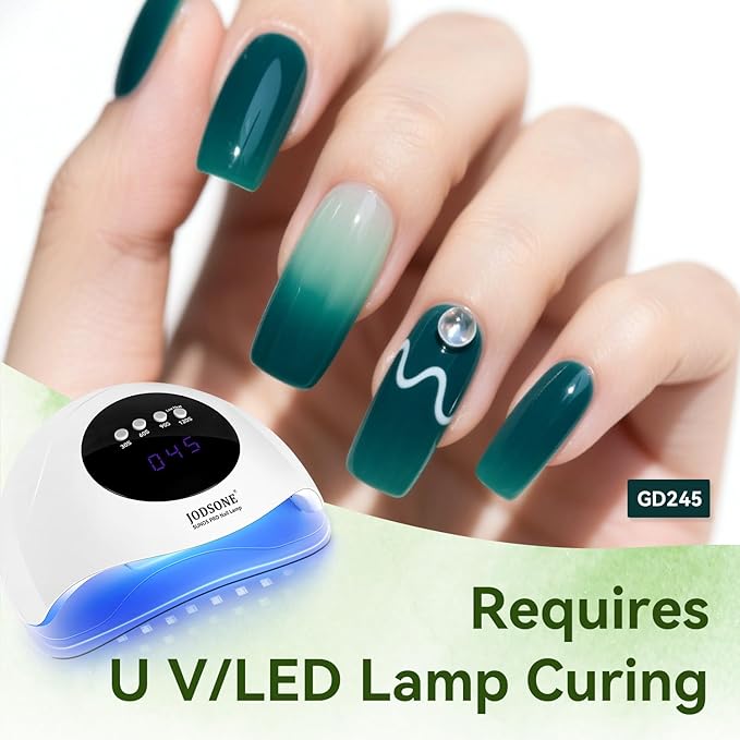 JODSONE Jelly Gel Nail Polish Set of 6 Colors Green Set Need U V Cured for Nail Art Manicure DIY Salon at Home Gift for Women