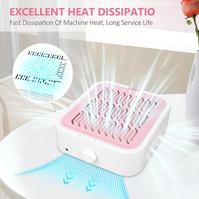 LIONVISON Nail Dust Collector for Salons: Vacuum Fan Dust Suction Machine for Beginners DIY - Manicure Pedicure Tool with Reusable Filter for Home