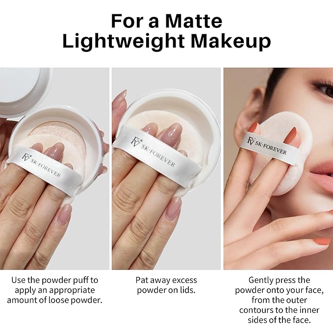 FV Baking Powder, Lightweight Loose Smooth Ivory Setting Powder Highlighter Poreless Longwearing Matte Waterproof Oil Absorb Makeup Powder for Setting with No Flashback 0.35oz(10g)