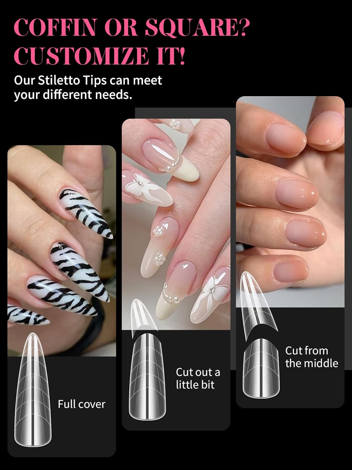 EBANKU Dual Nail Forms for Poly Extension Gel, 288 PCS Nail Forms Reusable Acrylic Nail Molds Sets, 12 Sizes Nail Extension Forms for Builder Gel Manicure Nail Art Design Salon DIY