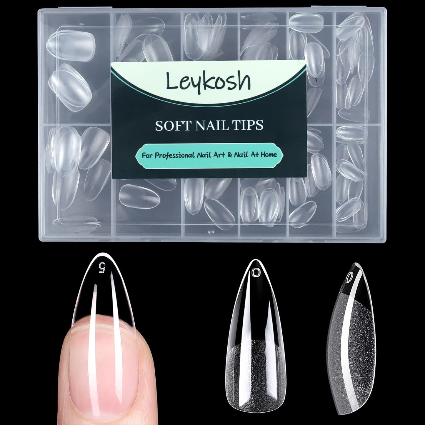 Long Stiletto Nail Tips, 216pcs Acrylic Fake Nails Gel Nail Tips Soft, Full Cover Pre-Shaped Matte Clear Press on Nails for Extension, Diy at Home Manicure 12 Sizes