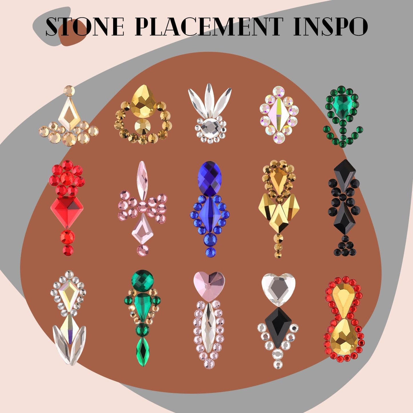 Pink Glass Nail Rhinestones - 2680pcs Multi-Shaped Flatbacks + 2560pcs Round Crystals with Glue Gel, Perfect for Nail Art