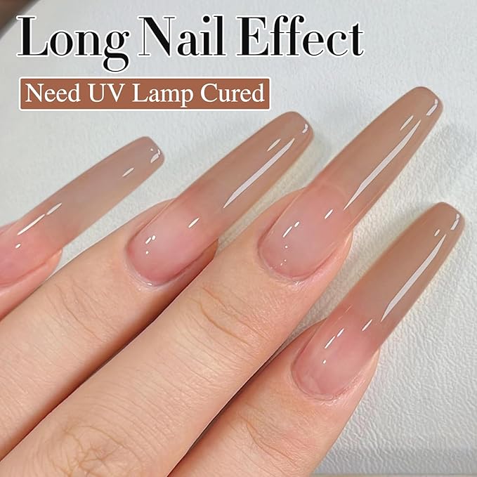 Double Rhythm 0.50 OZ Translucent Gel Polish Same Color Same Bottle Sheer Pastel Neutral Natural Milky 15 ML Jelly UV Nail Art DIY at Home (Light Brown-A1529)