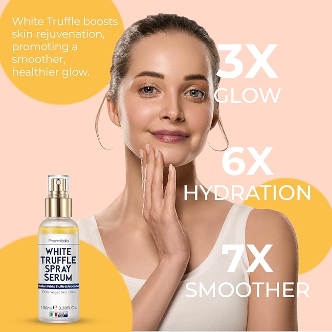 Italian White Truffle Spray Serum - Vegan Skin Care - Face Mist Hydrating Spray with Avocado & White Truffles - Face Serum for Radiant Skin - 3.38 Fl Oz