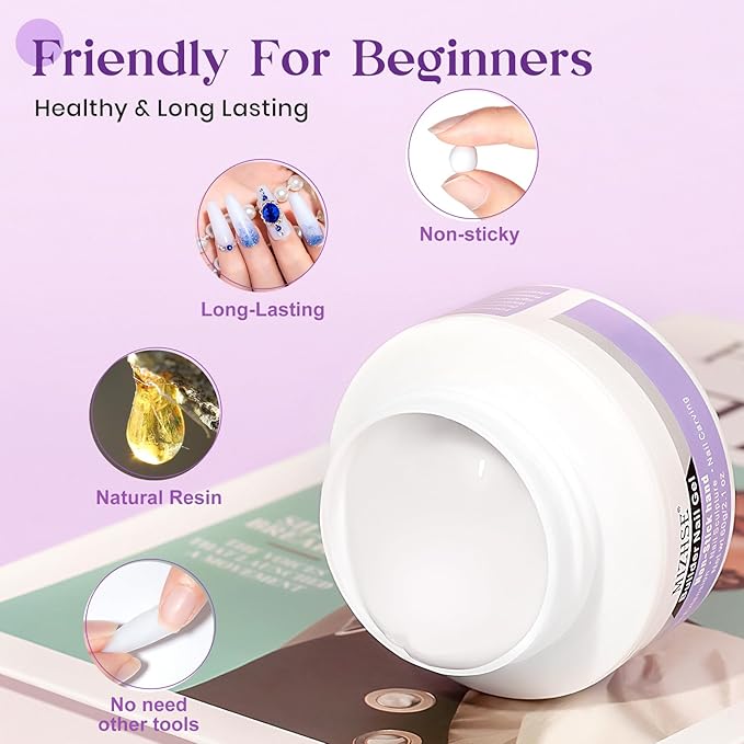 MIZHSE Solid Builder Gel for Nails, 60g White 3D Gel Nail Art Sculpting Non-Sticky Carving Hard Extension Soak Off UV LED for Salon Manicure Home DIY