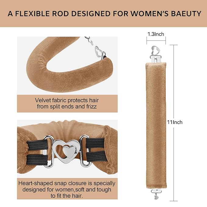 Heatless Curls Overnight Set - Jumbo Overnight Hair Curlers to Sleep In, Soft Velvet Hair Rollers for Women, No Damage Curls Styling Tools 3pcs