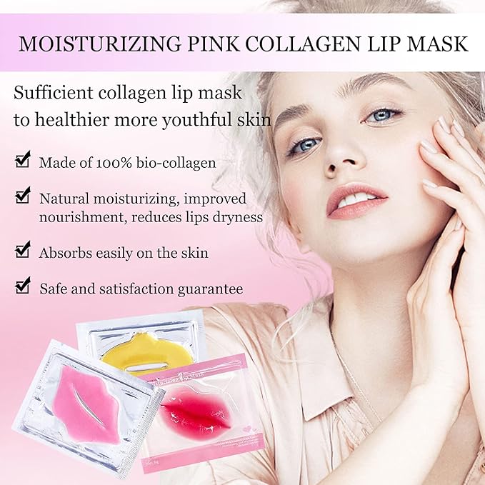 30 pieces of Moisturizing Collagen Crystal Lip Mask - Anti-Ageing & Anti Chapped, Reduce lip Wrinkles, Fade Lip Color, Make Skin Smooth And Firm Collagen Lip Pieces (Rose)