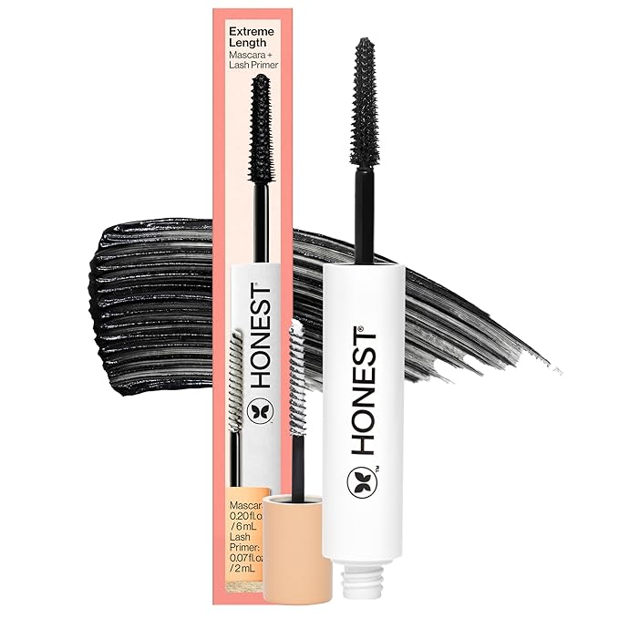 Honest Beauty 2-in-1 Extreme Length Clean Mascara + Lash Primer | Lengthening + Volumizing | EWG Verified + Cruelty Free | Black, .27 fl oz