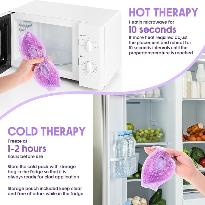 8 Pcs Gel Eye Mask Reusable Cooling Eye Mask Hot Cold Eye Mask with Plush Backing Eye Ice Pack for Cold Compress Dry Eyes Stress Relief Skin Care