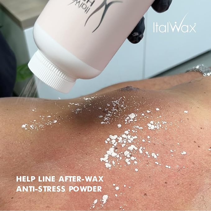 Italwax Help Line Anti-Stress Powder 1.06 oz (30g) – Calamine Soothing Formula – Reduces Redness After Waxing – Protects and Calms Sensitive Skin – for Professional and Home Use