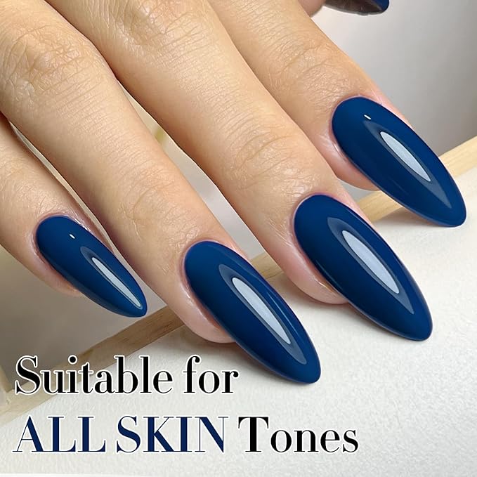 Double Rhythm 0.5Oz Navy Blue Gel Polish Sheer Neutral Natural Light Milky Same Color Same Bottle 15ML Jelly UV Nail Art DIY at Home (Navy Blue-A1107)