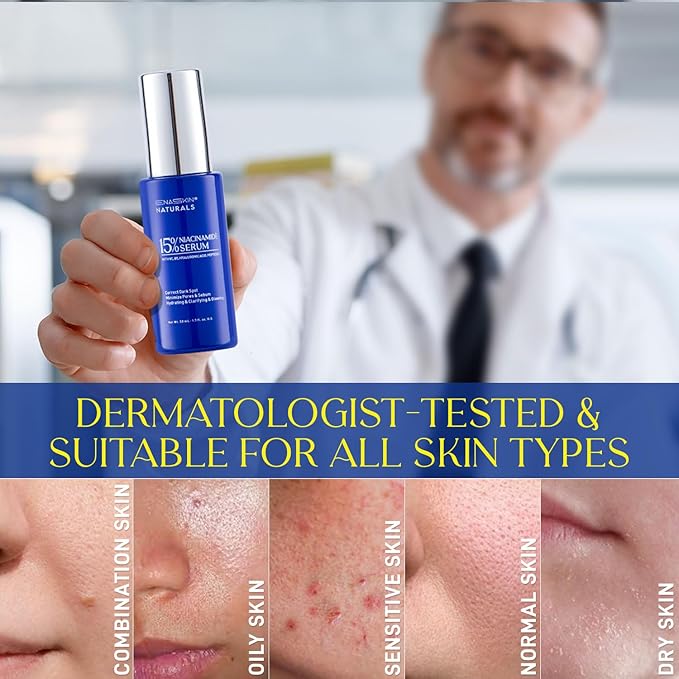 Niacinamide Serum 15% for Face – Dark Spot Corrector, Pore Minimizer, Oil & Blemish Control, Brightening & Hydrating with Vitamin C, B5, Peptides & Hyaluronic Acid – 1.7 Fl Oz