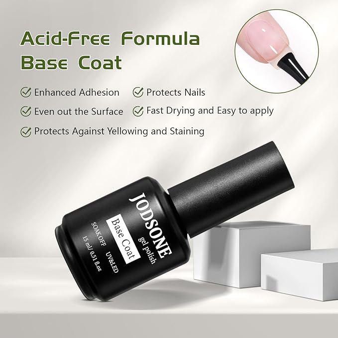 JODSONE Gel Nail Remover Quick Gel Nail Polish Remover and Base Coat Top Coat Simple Set is Suitable for Beginners to Try