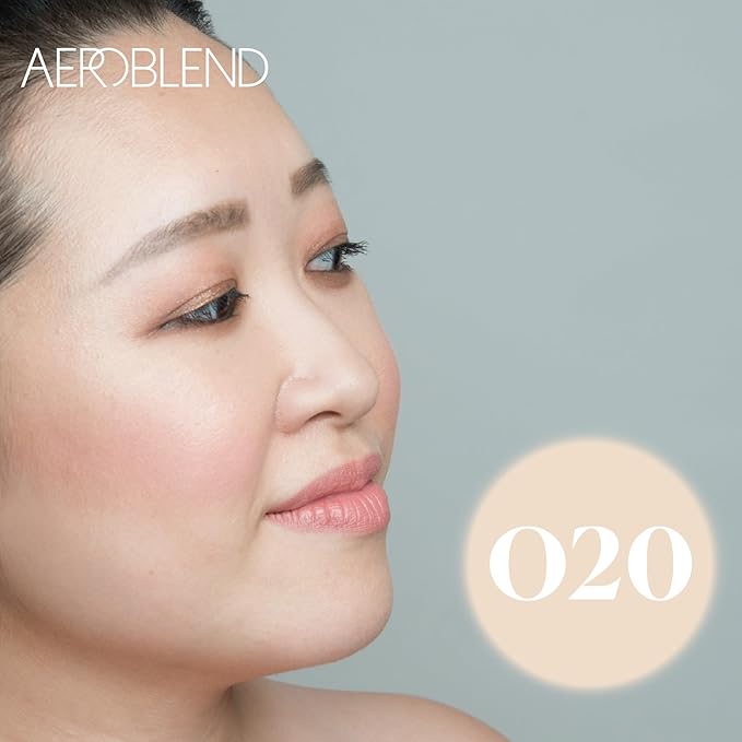AEROBLEND Airbrush Foundation Makeup (O20) Professional, Water-Based, Buildable, Long-wearing, For all skin types, 1 oz